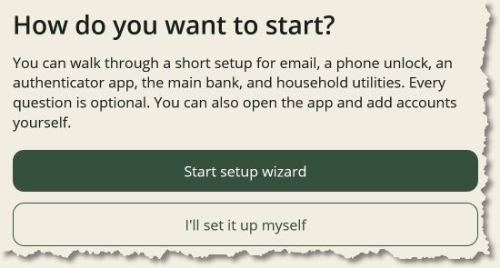 The setup wizard