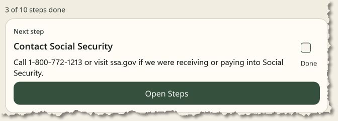 Checking off the next step on Home